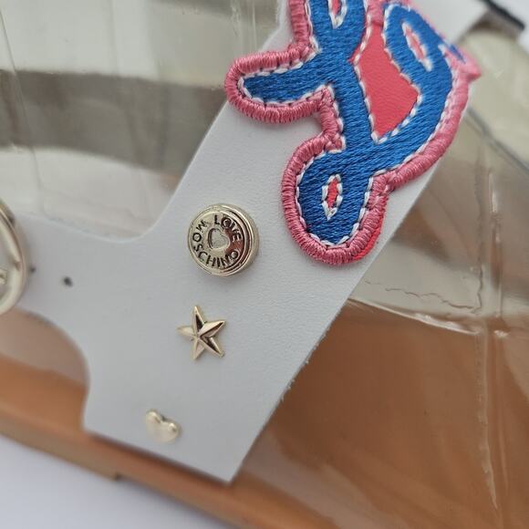 Love Moschino "I DO" Size 6.5 White Ankle Strap Bride Heart Wedding Sandals EUC - Picture 3 of 16